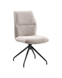 Draaibare eetkamerstoel Gavio in Taurus Grey met lichtgrijze bekleding en zwart metalen kruispoot