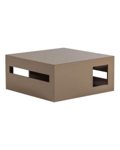 WOOOD Modern salontafel in zandkleur met vierkante vorm en grafische uitsparingen in de zijkanten