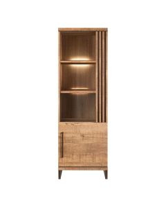 INHOUSE Boekenkast Giantina met LED-verlichting in mango decor en &eacute;&eacute;n deur