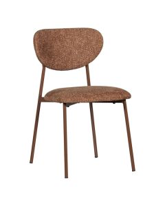 WOOOD Valor eetkamerstoel bruin met ronde rugleuning en bruine stoffen bekleding vooraanzicht