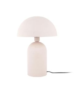 Leitmotiv Boaz tafellamp in warmgrijs met ronde mushroom kap, structuurafwerking en cilindervormige voet.