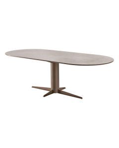 INHOUSE eettafel Tento met Deens ovaal eiken blad en Beige Grey kolompoot