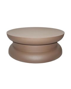 Ronde salontafel Parma van bruin metaal met modern design en sculpturale ronde vormen.