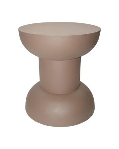 Ronde bijzettafel Parma van bruin metaal met sculpturaal design en moderne uitstraling.