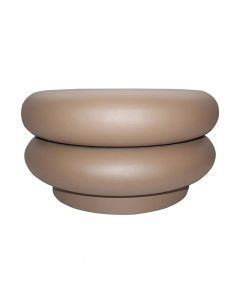 Ronde salontafel Edam van bruin gepoedercoat metaal met sculpturale, organische vormen en modern design.