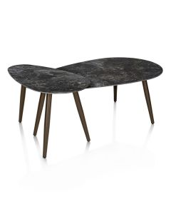 Henders & Hazel Nyla 2-delige salontafelset met antraciet keramisch blad en steelbrown metalen poten.