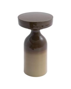 COCOmaison Simon bijzettafel in olijfgroen met glanzende afwerking en rond tafelblad.