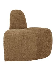 WOOOD Mojo eetbank hoek met ronde rugleuning in honinggele wollige chenille stof.