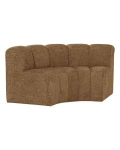 WOOOD Mojo eetbank met halfronde hoek, rugleuning en gele chenille bekleding.