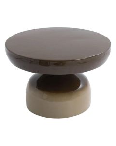 COCOmaison Simon salontafel met rond blad en olijfgroen kleurverloop.