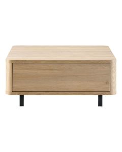 Pronto Wonen Lirona salontafel in old oak met twee laden en stone grey poten.