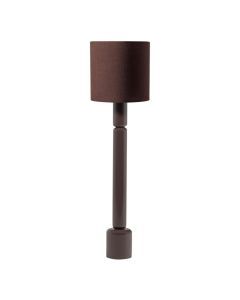 WOOOD Zivian vloerlamp met donkerbruine stoffen kap en hoogglans voet.