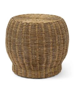 Rivi&egrave;ra Maison Benoa bijzettafel van naturel rotan met ronde vorm en gevlochten afwerking.