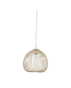 Hanglamp Russy in mat beige met open metalen kap en gebogen spijlen.
