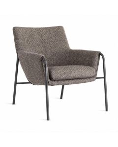 Design on Stock Nuria fauteuil in gem&ecirc;leerde stof met zwart stalen buisframe.