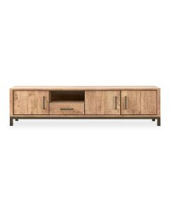 Profijt Meubel Calisa tv-meubel 201 cm in mango decor met drie deuren, lade, open vak en donkerbruin onderstel