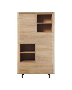 Pronto Wonen wandkast Lirona in old oak met twee deuren, vier open vakken en een ruime lade.