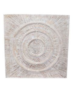 Pronto Wonen wandpaneel Isonzo 90x90 cm met wit reli&euml;f en geometrisch cirkelpatroon.