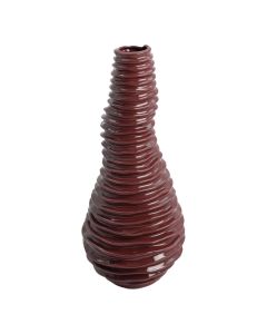 COCOmaison Dyon vaas 51 cm in bordeaux met geplooid keramisch reli&euml;f.