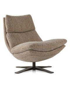 Dyyk Sepp draaifauteuil met gem&ecirc;leerde beige bekleding en donkerbruine metalen stervoet.