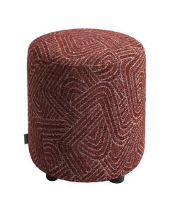 COCOmaison BeautiQ poef Sola rond 42 cm in koperkleurige stof met organisch reli&euml;fpatroon.