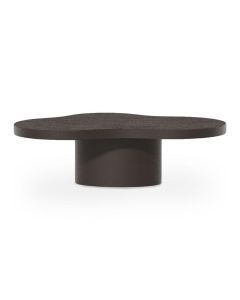 Salontafel Sogno met donker golvend tafelblad en ronde cilindervormige voet in een modern design.