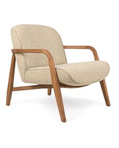 dBodhi fauteuil Jesse Pale Khaki met lichtbeige bekleding en teakhouten frame