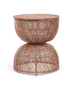 dBodhi Wave bijzettafel van teakhout en handgevlochten rotan