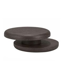 Trendhopper draaibare salontafel Sakana in donkergrijs eikenfineer met rond draaibaar blad.