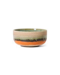 70's Ceramics Dessert Bowl Burst met groen glazuur en een gespikkelde keramische basis