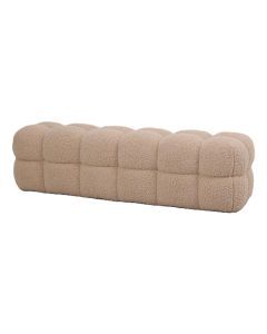  PTMD bankje Teddy in beige teddystof met zachte blokvormige vlakverdeling.