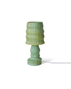 Keramische tafellamp in de groene kleur Petal met verticale groeven