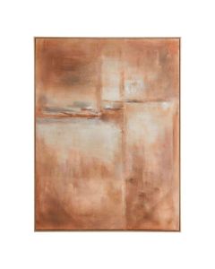 Abstract wandpaneel Meschio oranje met warme aardetinten in houten lijst 80x60 cm