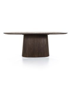 Eleonora eettafel Aron ovaal 200x110 cm bruin vrijstaand op witte achtergrond