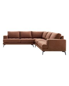 Pronto Wonen hoekbank Acante Supreme Comfort schuin vooraanzicht in roestbruine stof