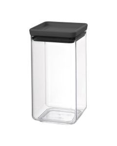 Lege Brabantia Tasty+ Voorraadbus van 1,6 liter met transparante wanden en een donkergrijs deksel
