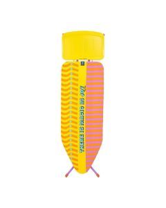 Brabantia Strijkplank C Yinka Ilori met kleurrijke geel, oranje en roze print en stoomunithouder.