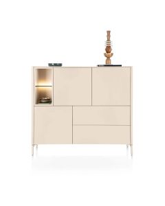XOOON Dressette Trentino in cr&egrave;me met twee open niches en metalen poten