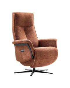 INHOUSE relaxfauteuil Lunara in brique stof met zwarte metalen draaivoet