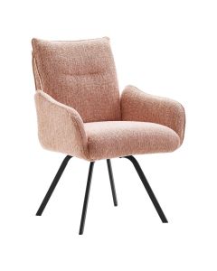 INHOUSE armstoel Haciento roze met armleuningen en zwart metalen onderstel