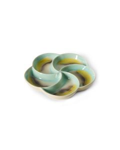 Snack Tray Glint met drie organische vakken in blauw, oranje en cr&egrave;me