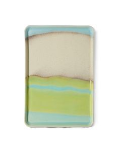 Large Tray Glint met kleurvlakken in lichtblauw, oranje, cr&egrave;me en bruin