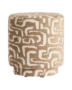 Light & Living poef Davonte in groengrijs en beige met grafisch patroon.