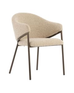 Zandbruine Light & Living armstoel Nyro met ronde rugleuning en antiek bronzen frame.