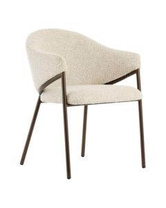 Light & Living armstoel Nyro met cr&egrave;mekleurige bekleding en antiek bronzen frame.