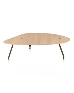 Henders & Hazel Mogana salontafel met organisch naturel eikenfineer blad en steelbrown poten.