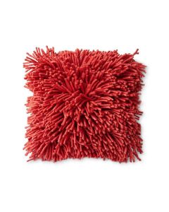 Vooraanzicht van vierkant sierkussen Rugged Woolen in Cherry Red met een hoogpolige structuur
