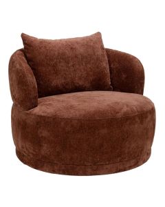 Vooraanzicht van draaifauteuil Monaco van Trendhopper in een lichte stoffering met bijpassende ronde hocker