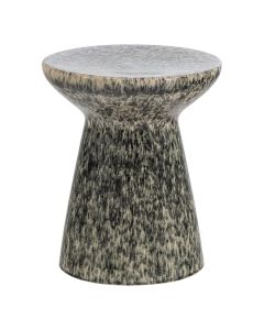 WOOOD Fleck bijzettafel van keramiek met sculpturale vorm en donkergrijze melange.