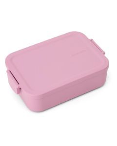 Brabantia Make & Take Lunch Box Medium in Lilac Pink met gesloten deksel en kliksluitingen.